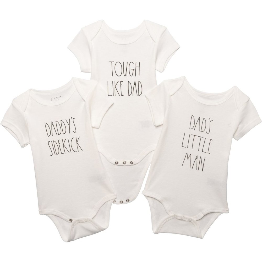 Rae Dunn "Tough Like Dad" "Sidekick" "Dad’s Little Man" Baby Bodysuits NWT